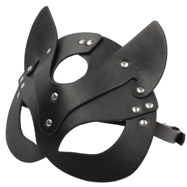 Porno cabeza de Fetiche máscara látigo para sadomasoquismo Bondage de cuero de la PU de gato máscara de Halloween juego de roles sexo juguete para hombres y mujeres Cosplay juegos 3
