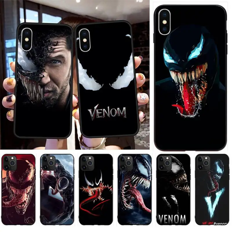 

YJZFDYRM Marvel Hero Venom TPU black Phone Case Cover Hull for iPhone 11 pro XS MAX 8 7 6 6S Plus X 5S SE 2020 XR case