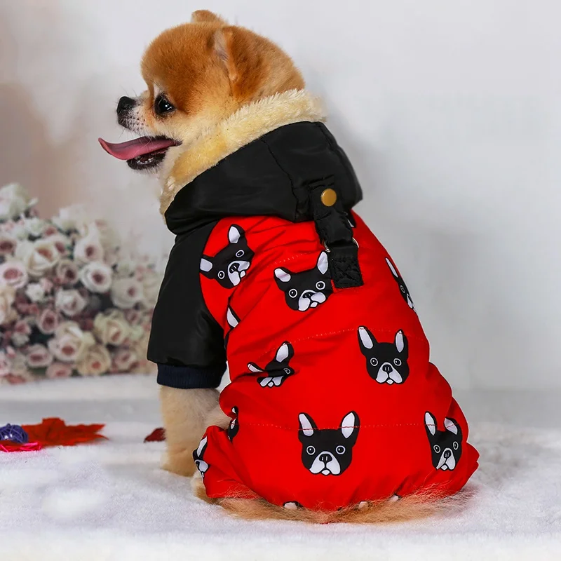 Kawaii Pet Winter Cotton Coat For Dogs Windproof Puppy Warm Thickening Costume Color Patched Accessories