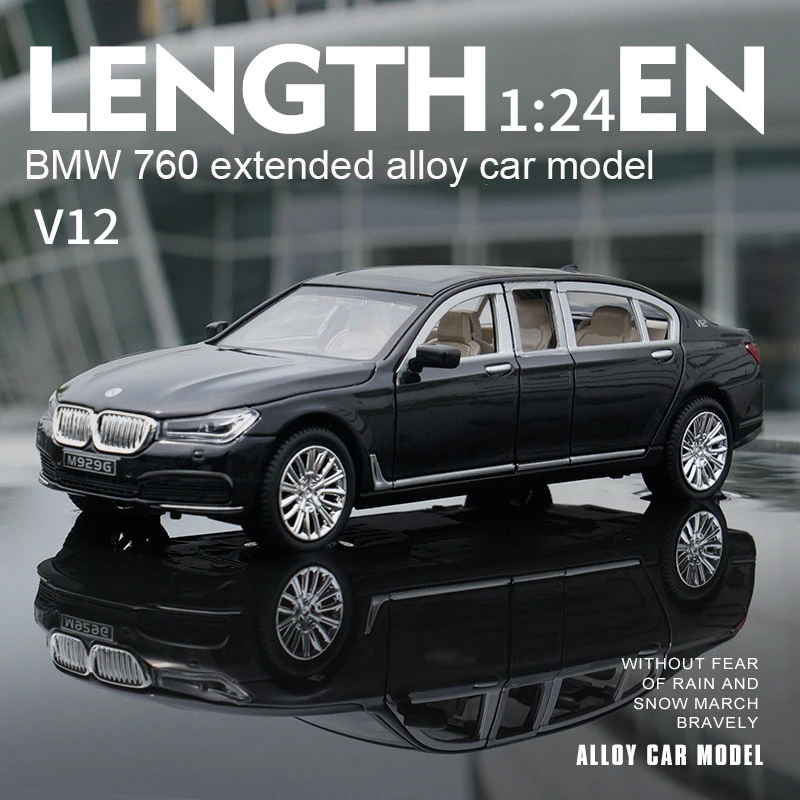 Автомобили 1/24 BMW 760 XLG серии автомобиль модель сплава элегантный со звуком и