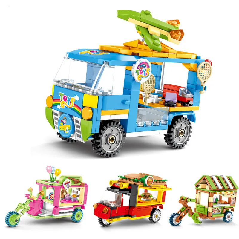 

Toys For Children Street View Car Takeaway Trolley Model Kit Compatible Legoing Assembled Educational Building Blocks Brick O21