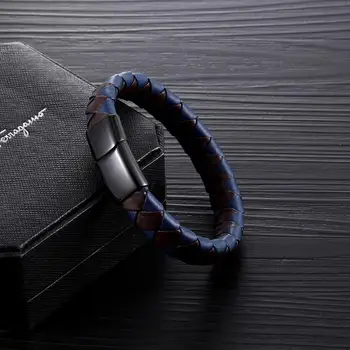 

New shelves stainless steel leather bracelet men's charm black magnetic buckle bracelet and men's bracelet size is 19 cm / 21 cm / 23 cm for parties and party men's bracelets good gifts