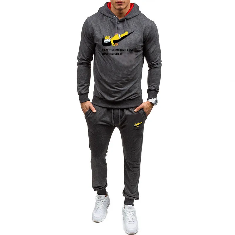 

Men's fashion hoodie suit casual sportswear 2 sets of men's clothes printing hoodie jacket pants sports suit men 2019