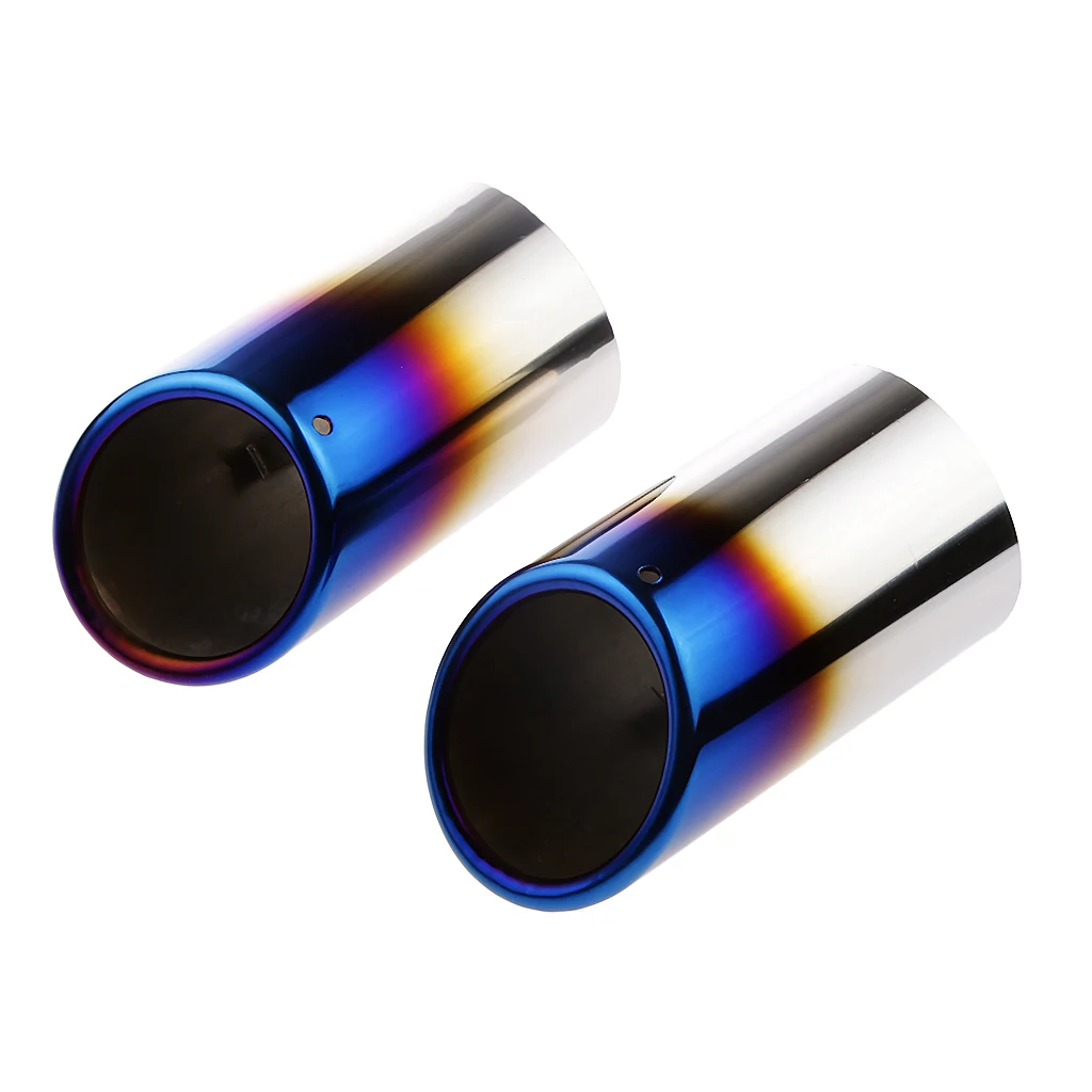 2 Pieces Stainless Steel Car Exhaust Muffler Tip Pipes Covers for Audi A4 A3 A5 A6 (Blue)