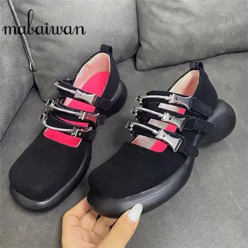 

Mabaiwan 2020 New Designer Women Platform Flats Sneaker Thick Bottom Walking Shoes Woman Microfiber Increasing Lady Casual Shoes
