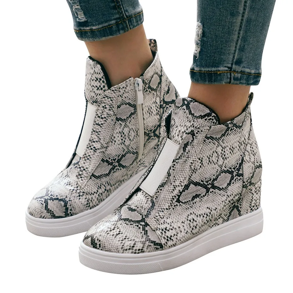 Boots Women Ankle Boots Ladies Wedges Retro Wedges Ankle Round Toe Casual Shoes Women Platform Boots Zapatos De Mujer #T30G