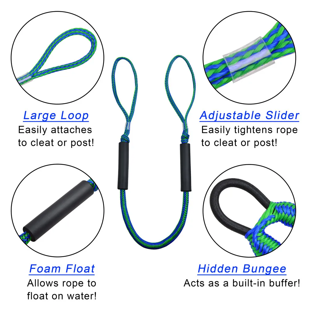 4Pcs Bungee Dock Line Mooring Rope Top Stretchable Bungee Cord Dock Ropes 4000LB for Boat 4ft 5ft 6ft Boats Kayak Marine