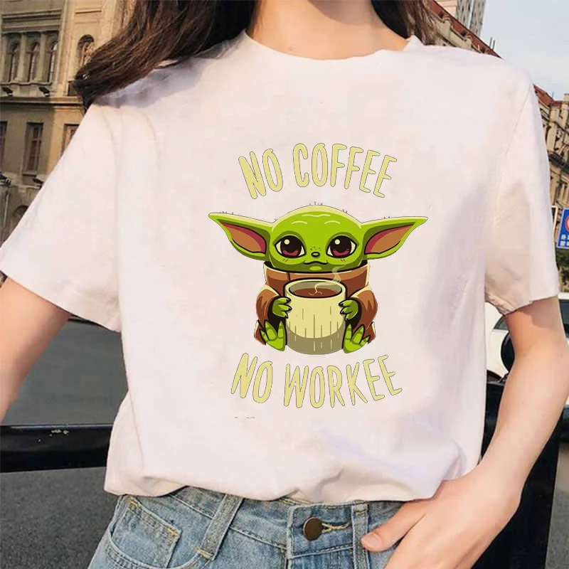 Детская футболка с Йодой и мандалорианкой для мужчин/wo мужчин Harajuku Star Wars сатанист