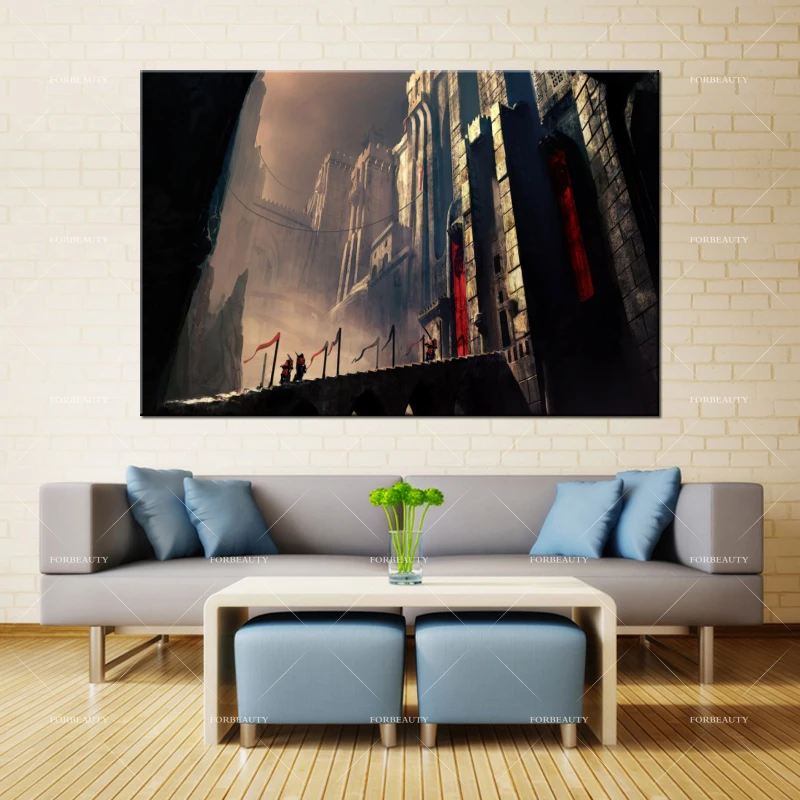 Forbeauty масляная живопись холст prince_of_persia_castle_bridge_flags печать распылением