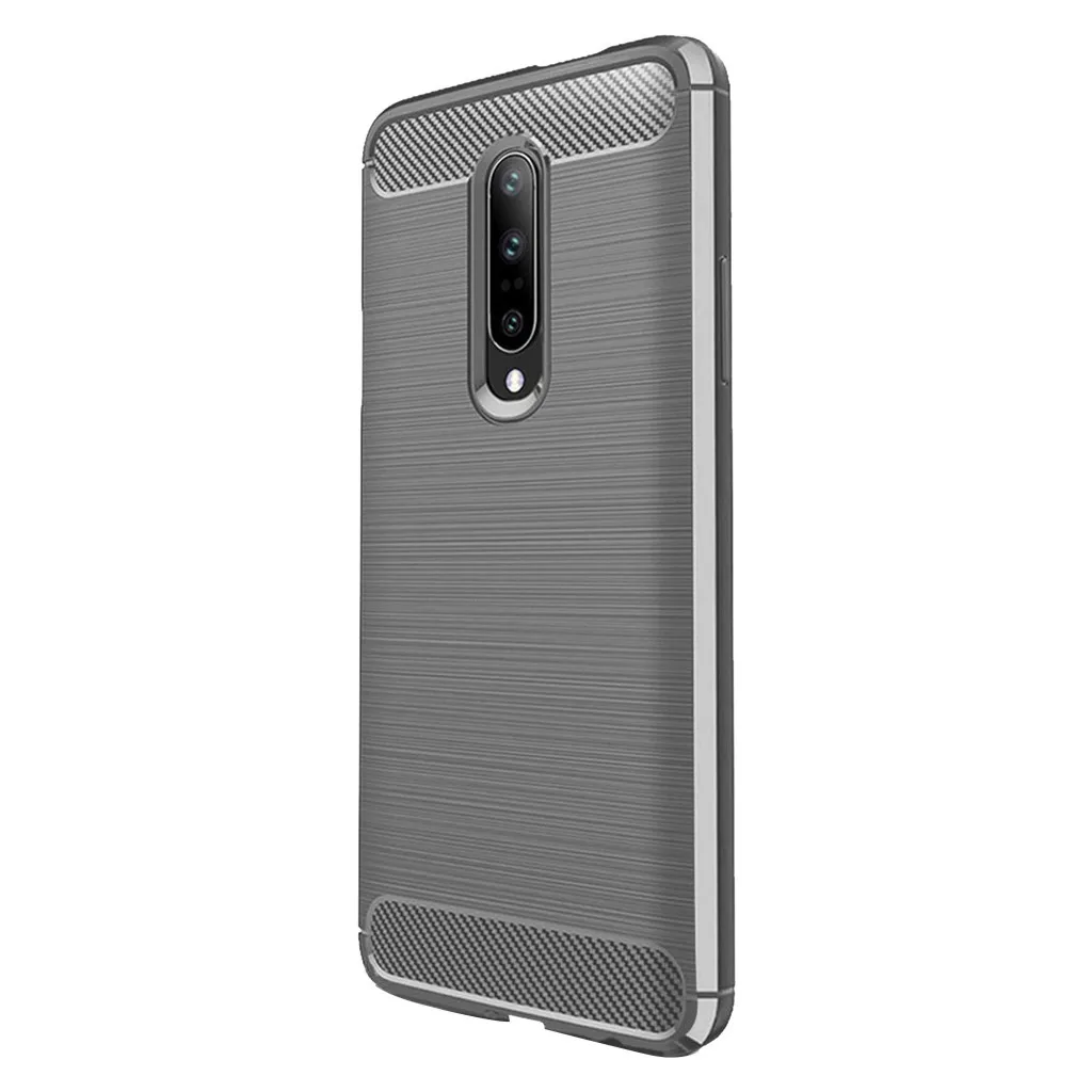 For Oneplus 7 Pro 6.7 inch Luxury Silicone Rubber Protective Hard Phone Case Dirt-resistant Slim Cover Carbon fibre Hard Case