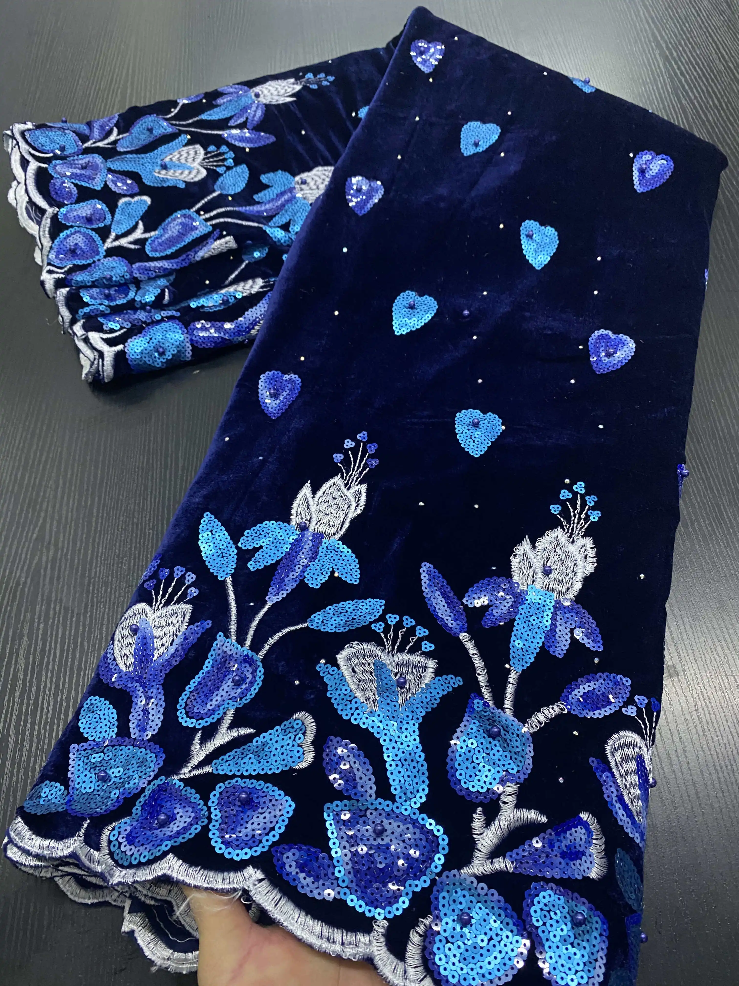 

African Velvet Lace Fabric 2020 High Quality French Lace Fabric Embroidery For Dress Nigerian Lace Fabrics Sewing YA3389B-6