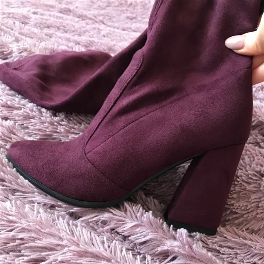Женские зимние теплые сапоги на платформе; bota feminina; высокие эластичные сапоги выше колена; коллекция года; размеры