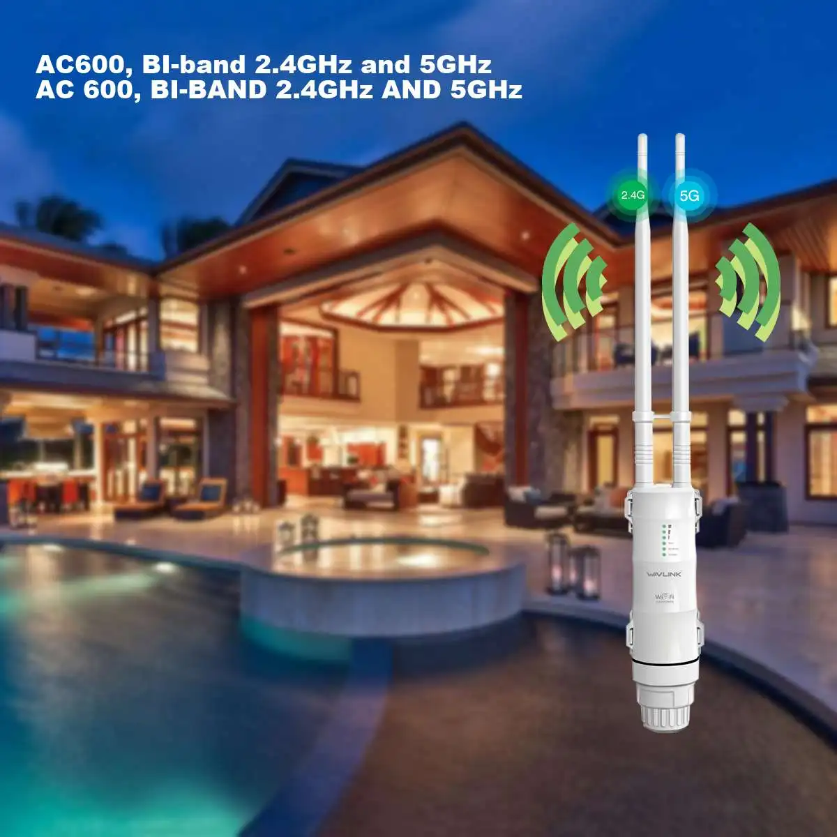 Wavlink AC600 27dBm Wifi удлинитель высокой мощности открытый Wifi повторитель 2,4G/150 Мбит/с+ 5 ГГц/433 Мбит/с беспроводной Wifi маршрутизатор с WISP