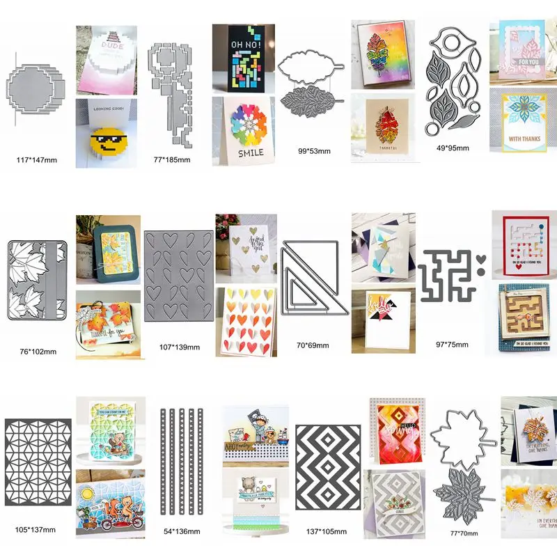 

Round Mix Leaves Flower Heart Layered Triangle Square Maze Frame Metal Cutting Dies Make Cards DIY Scrapbook Craft Die Cut 2020