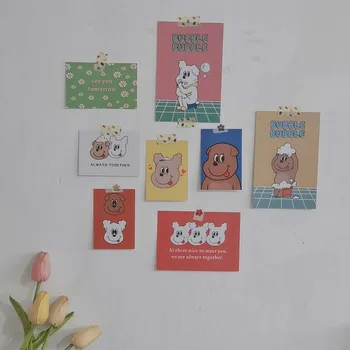 

8 Sheets Ins ​cartoon Cute Puppy Postcard Creative Colorful Decorative Card Bookmarks Diy Background Wall Sticker Photo Props