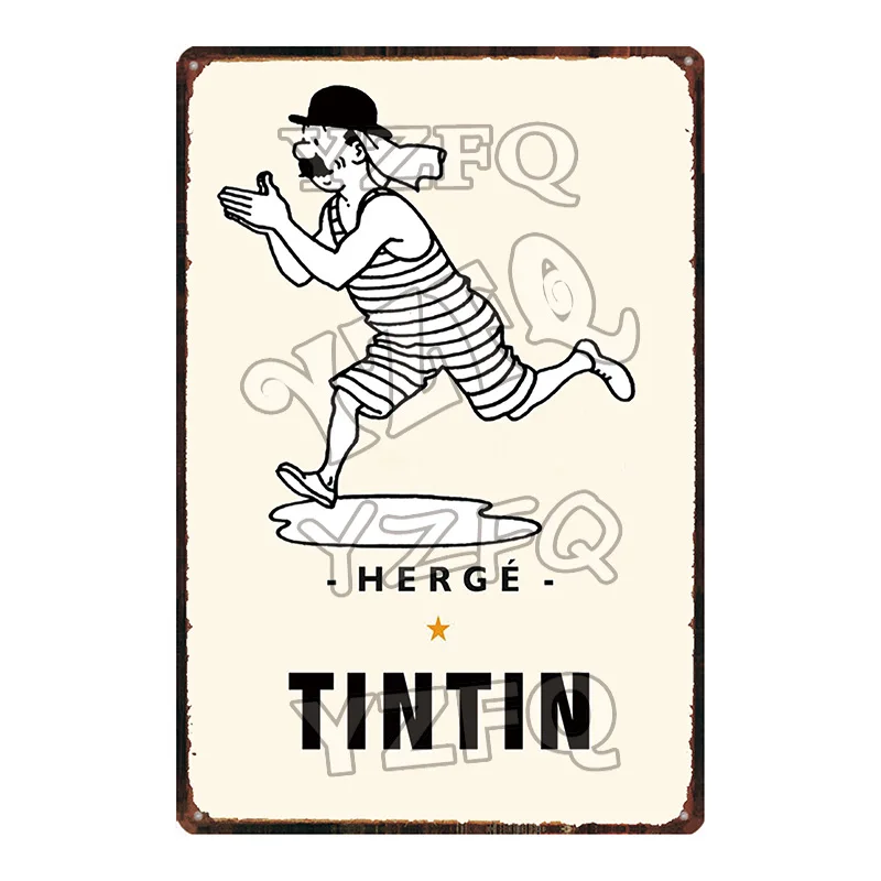 DU-5343 Tintin мультфильм жестяная вывеска металлическая тарелка потертый шик железная живопись детская комната настенный бар домашнее искусство Ремесло Декор 30X20 см DU-5349A - Цвет: DU-5343