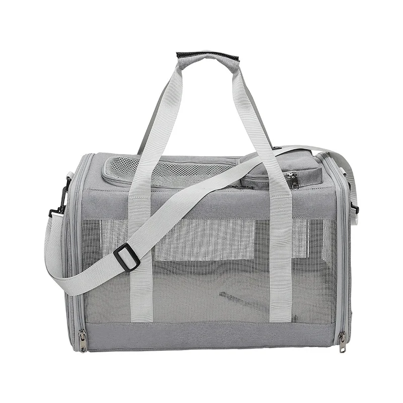Transportín Plegable Para Mascotas – Lados Suaves, Ventilado, Tamaño XL (61x42x41 Cm), Para Perros Y Gatos Hasta 25 Kg, Con Cama Extraíble, Gris