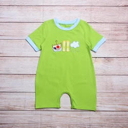 Parapluie à manches courtes pour garçon, bottes de pluie à motif brodé, barboteuse pour tout petits, bleu, vert, vêtements d'été 