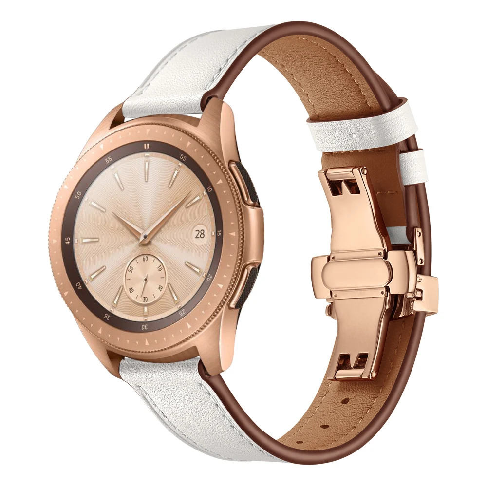 

22mm 20mm Butterfly buckle Cowhide Watch strap For Samsung Galaxy watch for Samsung s2/s3/S4 for huawei watch gt smart watch