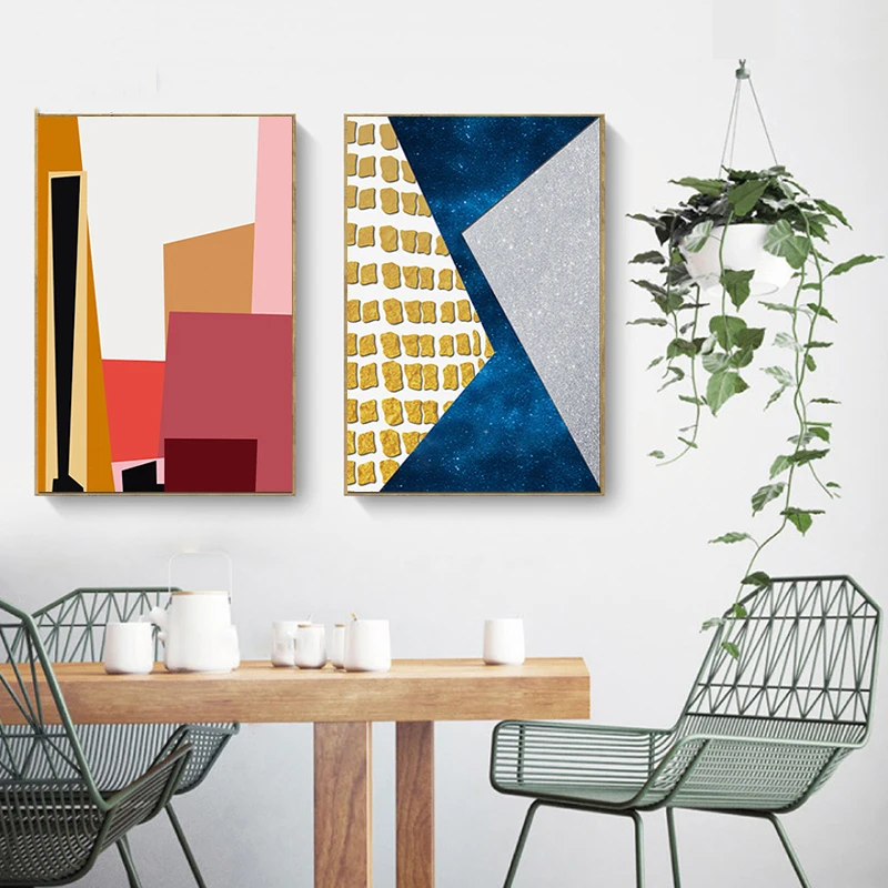 

Modern Wall Art Canvas Painting Abstract Posters and Prints Color Block Stars Wall Pictures for Living Room Cuadros Home Decor