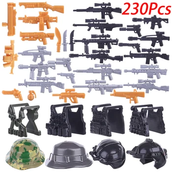 

65/140/230pcs DIY Stacking Block Small Particle Military Building Block Volunteer Cap Protection Helmet Vest Toys for Children