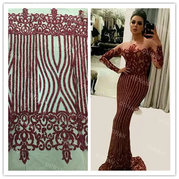 

French tulle net lace with beads and glitter african lace fabric for wedding dress in gold color