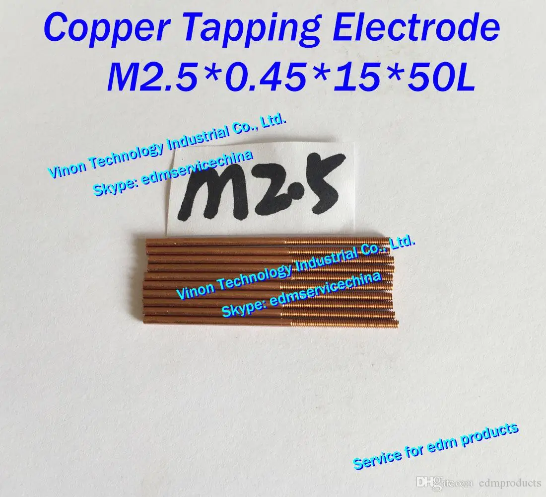 

(10pc/lot) M2.5x0.45x15x50mm Copper Orbital Tapping Electrode for EDM spark, Copper Threaded Electrode M2.5 with hole