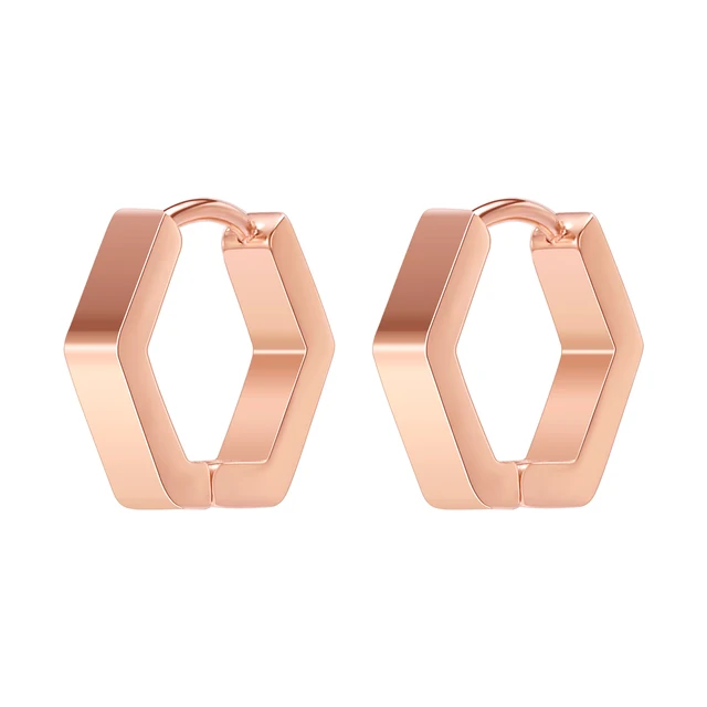 Stainless Steel Hoop Earrings for Women Men Black Rose Gold Plated Circle Round Earring Geometric Classic Cartilage Earrings EH699 Rose Gold