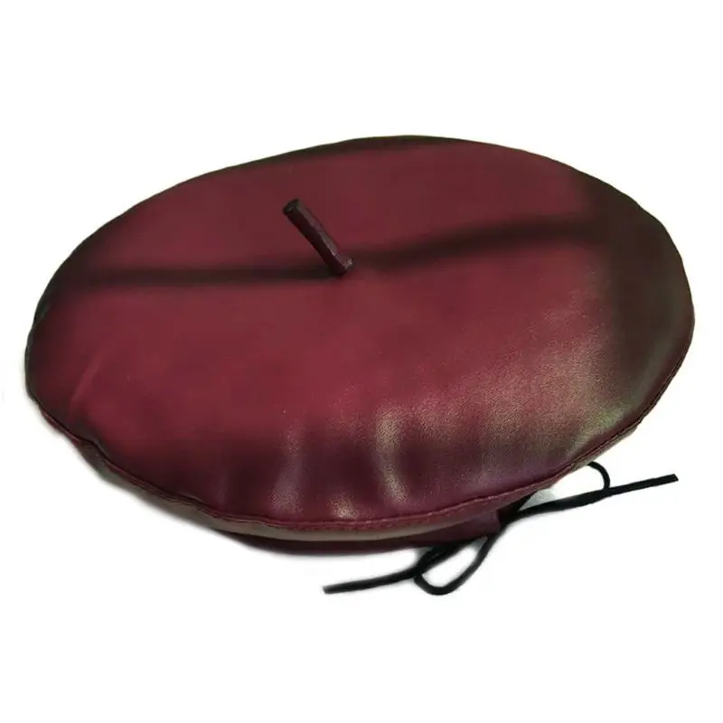 EDCRFV, 1 шт., французский стиль, женский берет в стиле винтаж, шапки из искусственной кожи, Повседневная Шапка-бини с регулируемым шнурком - Цвет: Красный