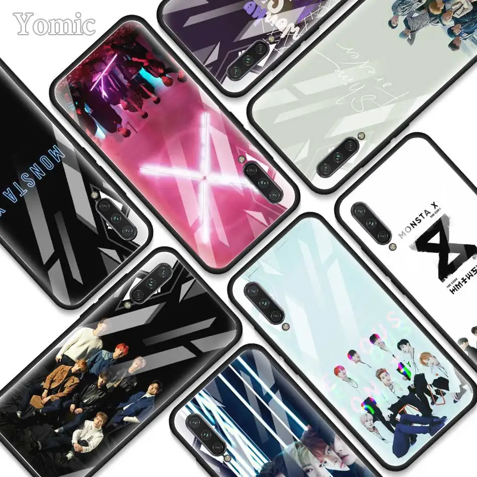 

Monsta X Tempered Glass Phone Case for Xiaomi A3 Lite Redmi Note 7 6 Pro K20 Pro Redmi 7 Soft Edge Cover