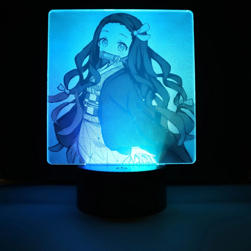 

Colorful Anime Kimetsu No Yaiba Nezuko Two Tone Lamp for Kid Bedroom Decor Birthday Gift Manga Demon Slayer Two Tone LED Light