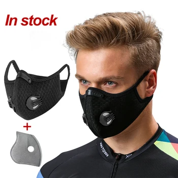 

Black Face Mask with Filter PM2.5 Anit-fog Breathable Dustproof Bicycle Respirator Sport Protection Dust Mask Anti-droplet
