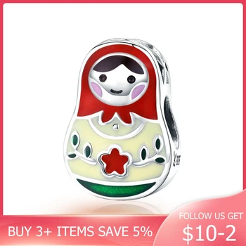 

CodeMonkey 100% 925 Sterling Silver Colorful Enamel Matryoshka Beads Charms fit Women Bracelets & Bangles Jewelry Making CMC1086