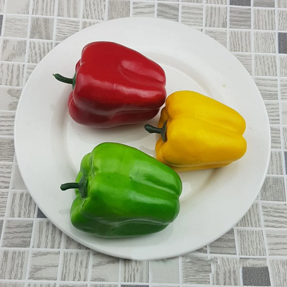  3PCS Artificial Imitated Peppers Vegetables For Christmas Party Decoration Plastic Shop Display Fak - 4000278967051