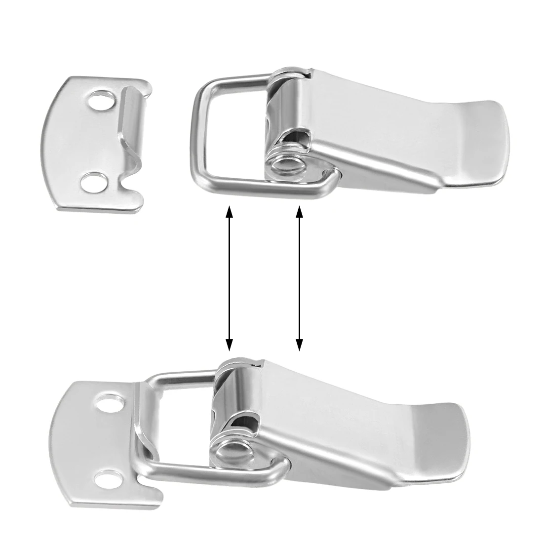 uxcell 2 pcs 304 Stainless Steel Spring Loaded Toggle Case Box Chest Trunk Latch Catches Hasps Clamps, 49mm Overall Length