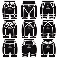 Пояс-подвязка для тела, пояс-подвязка, Чулки с подтяжками, пентаграмма, сексуальное танцевальное панк готическое нижнее белье, большие размеры, эластичное белое нижнее белье с ремешками