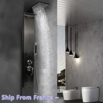 

Stainless Steel Bathroom Shower Screen With Massage Nozzle Rain Shower And Hand Shower Bathing Screen Mixer Shower Faucets HWC