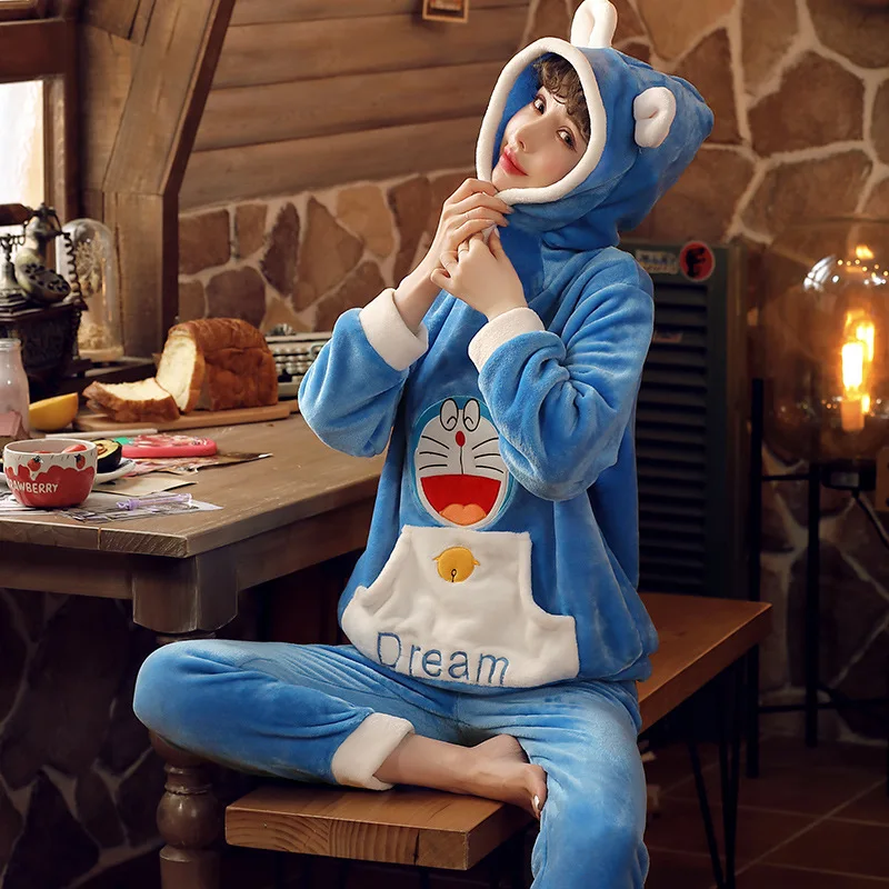 

333 # Winter Pajamas Women's Flannel Long-sleeve Suit Cartoon Little Princess Lettered Coral Velvet GIRL'S M -Xxl