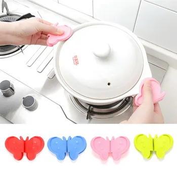 

2 X Resistant Cooking Pinch Mitts Butterfly Shaped Silicone Anti-scald Devices Fridge Magnet Kitchen Insulation Plate Clamp