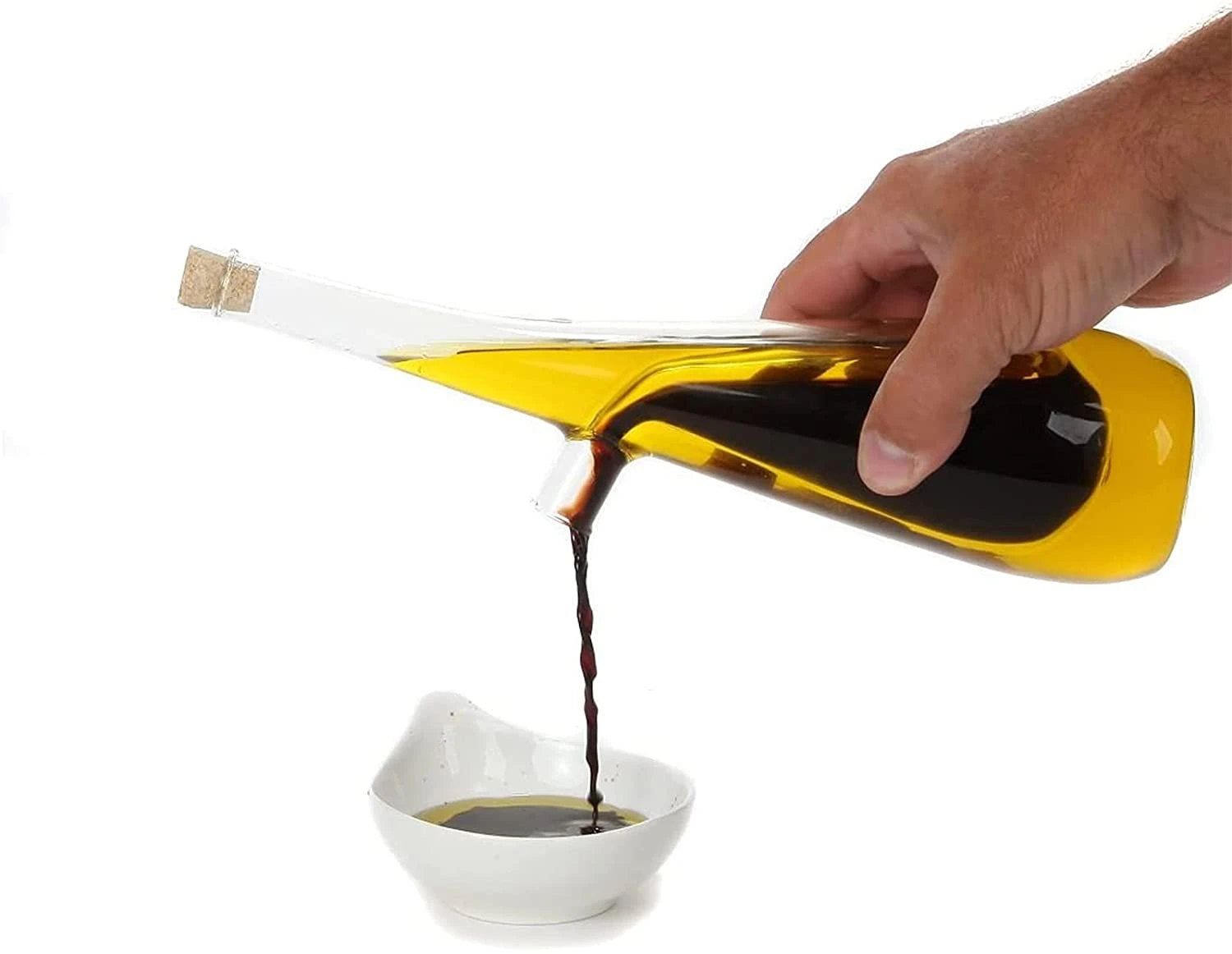 2 In 1 Double Layer Glass Olive Oil Bottle With Cork Stoppers Double