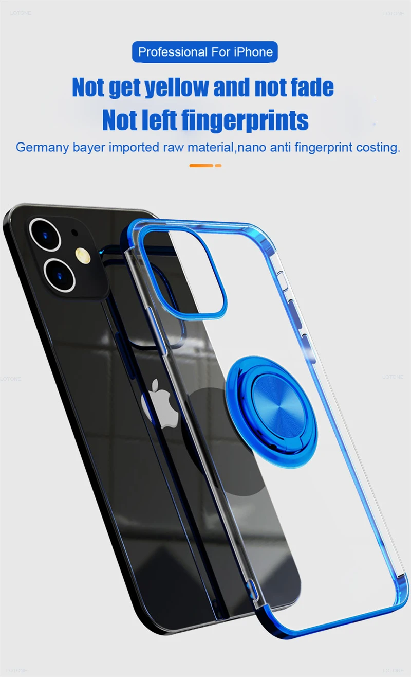 apple 13 pro max case Plating Transparent Magnetic Case For iPhone 13 12 11 Pro Max XS XR X 7 8 Plus 13Pro Shell Silicone Cover With Ring Holder Stand iphone 13 pro max case
