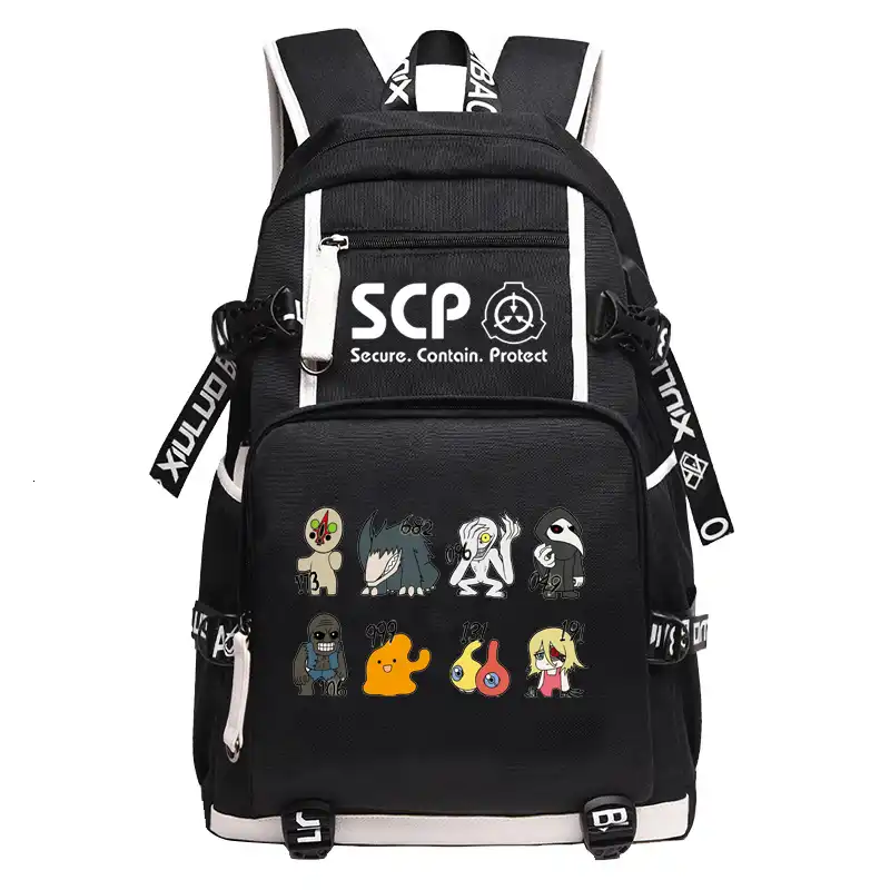 Scp Foundation Backpack Black Bookbag Cartoon School Bags For