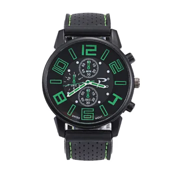 

Fashion Men's Dress Watch Analog Quartz Watch Cool Sport Waterproof Silicone Rubber Strap Wristswatch for Man C024