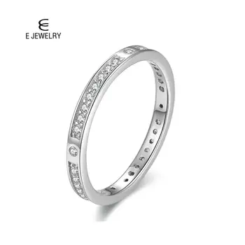 

E Jewelry 925 Sterling silver Simple and full zirconium fashion elegant round female ring silver ring Jewelry 2019