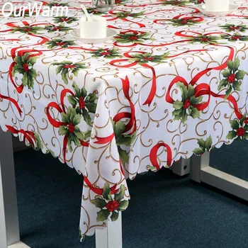 

OurWarm Christmas Tablecloth Sets Rectangular Table Cloth New Year Decorations Three Styles 150x180cm Decorations for Home