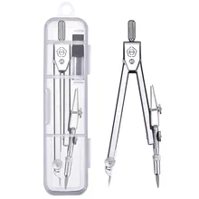 Geometria de metal compasso conjunto com recarga material escolar estudante matemática desenho compasso desenhar círculo ferramenta matemática estudante papelaria