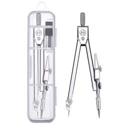 Geometria de metal compasso conjunto com recarga material escolar estudante matemática desenho compasso desenhar círculo ferramenta matemática estudante papelaria