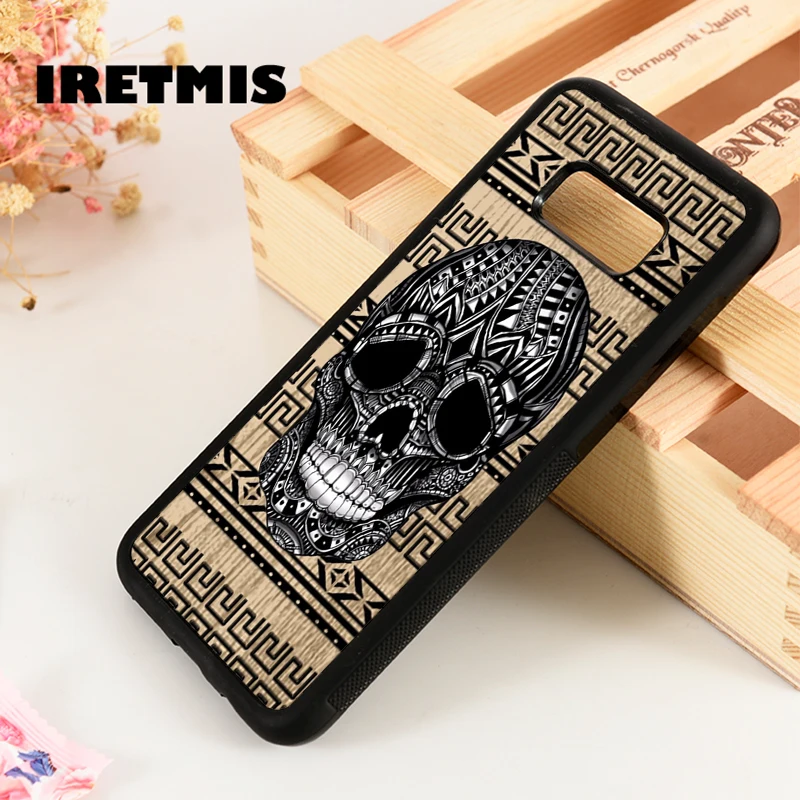 Iretmis S3 S4 S5 phone case cover for Samsung Galaxy S6 S7 S8 S9 edge plus Note 3 4 5 8 9 Skull tribal african geometric tattoo |