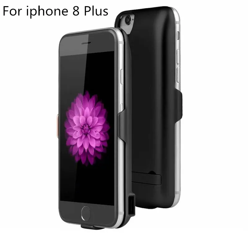 8000 мА/ч чехол для зарядного устройства для iphone 7 Plus, портативный внешний аккумулятор, чехол для внешнего зарядного устройства, чехол для задней панели для iphone 8 Plus - Цвет: Black