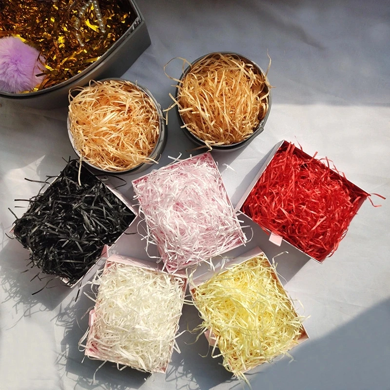 

100g Lafite Shredded Paper Shockproof Filler, Valentines Day Gift Birthday Wine Wedding Candy box Decoration, Easter gift decor